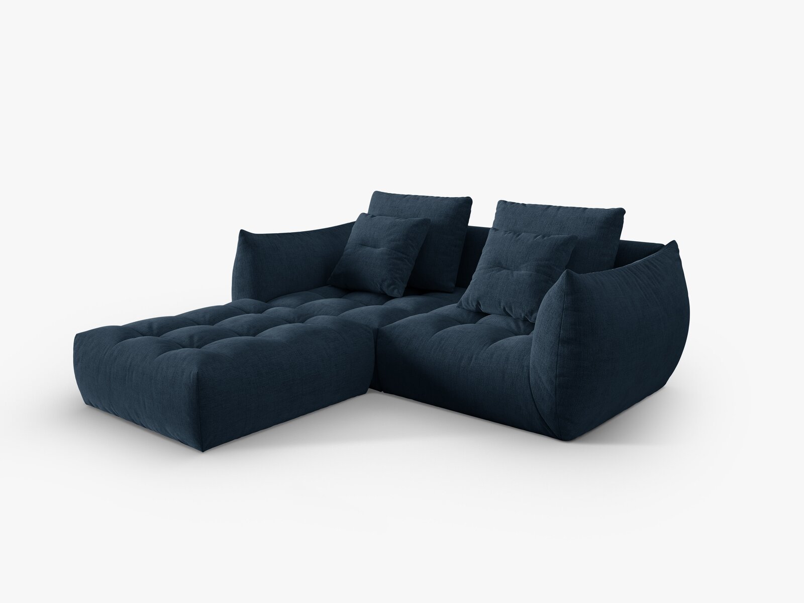 Micadoni Ecksofa Bloom 3-Sitzer Strukturierter Stoff Wind Marineblau