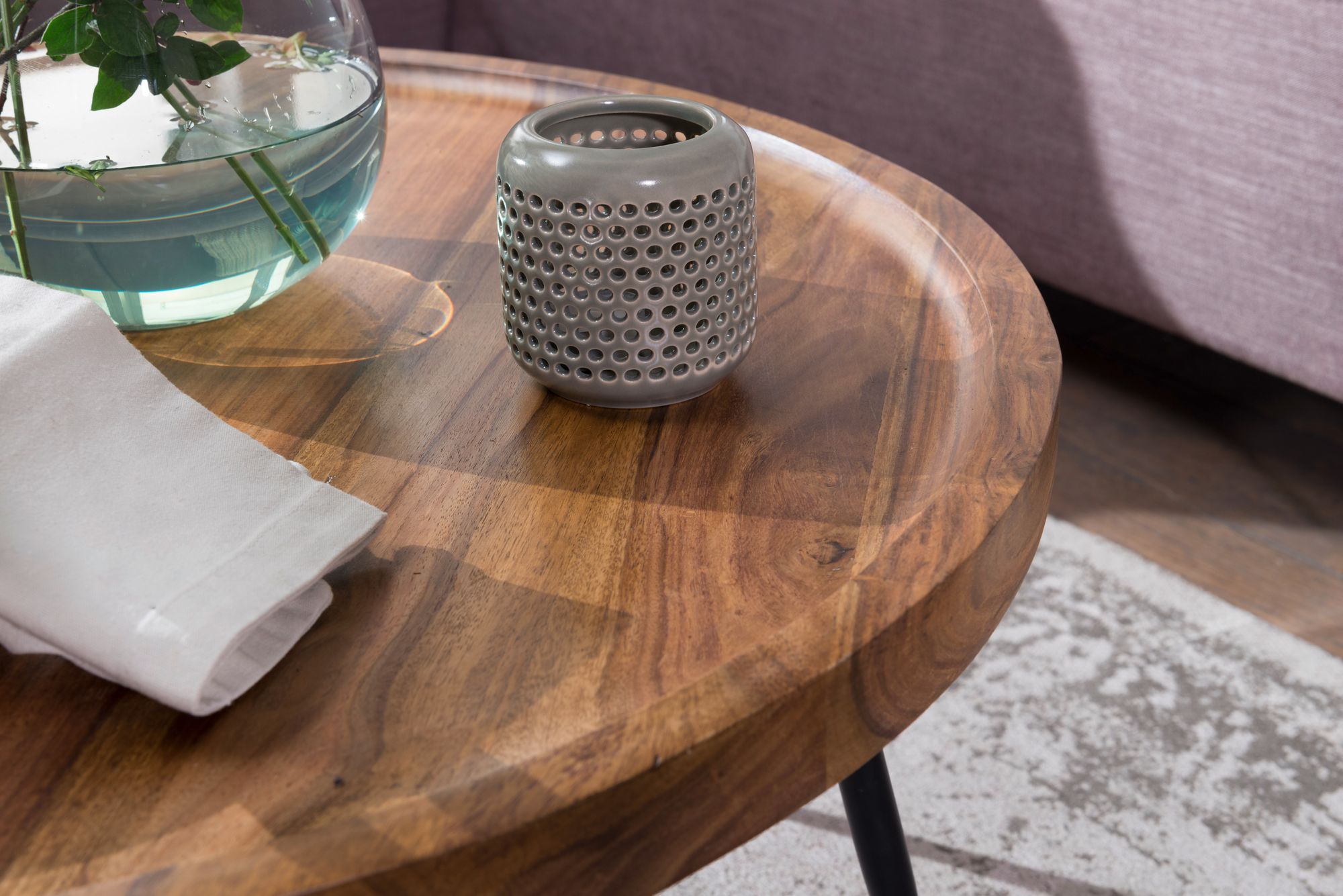 Couchtisch Guldborg Sheesham Massivholz Ø 75 cm