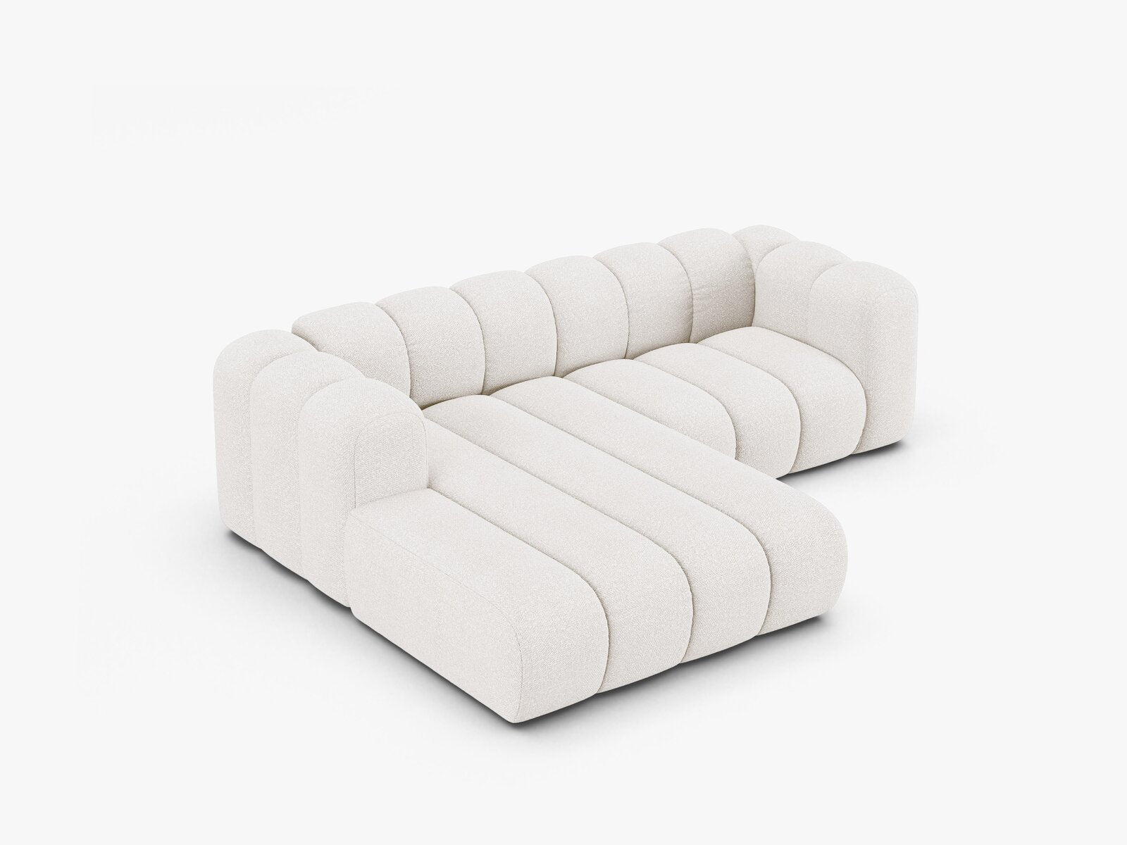 Micadoni Modulares Ecksofa Lupine 3-Sitzer Links Boucle Baloo Weiß