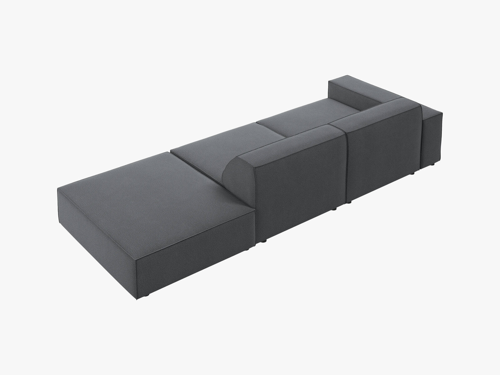 Micadoni Sofa Jodie 3-Sitzer Rechts Strukturierter Stoff Megan Dunkelgrau