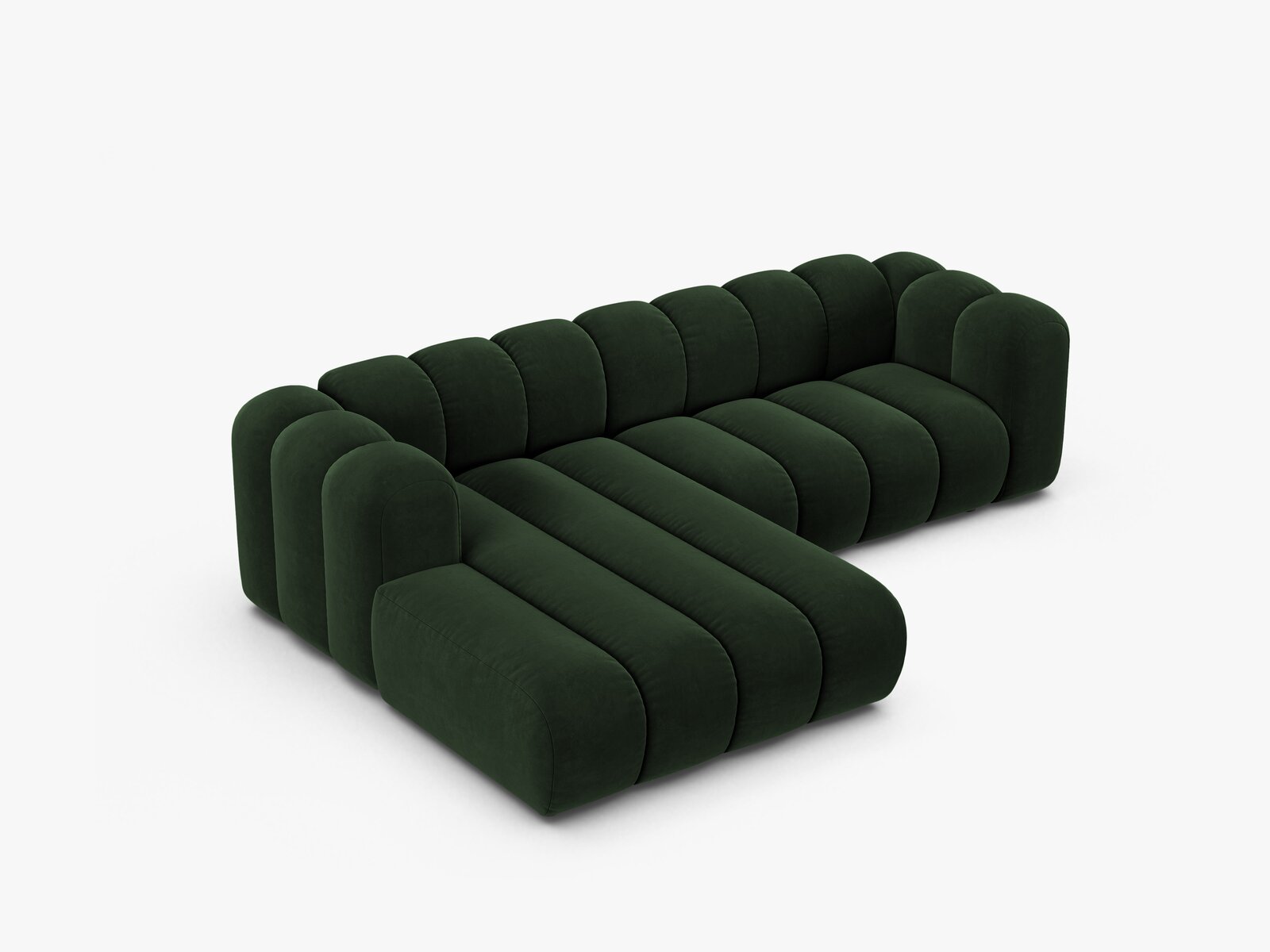 Micadoni Modulares Ecksofa Lupine 4-Sitzer mittelgroß Links Samt Venus Flaschengrün