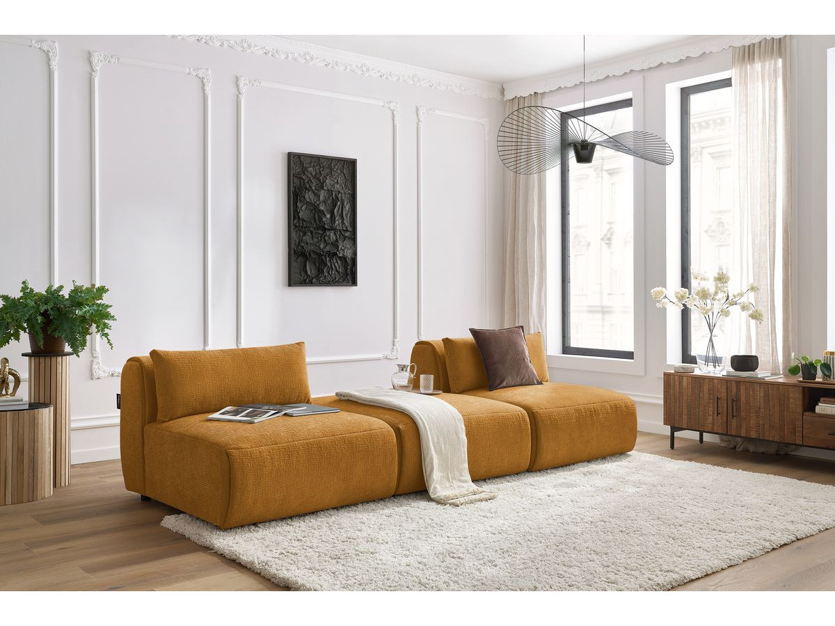 Bobochic Jeanne Sofa 3-Sitzer Strukturstoff Gelb