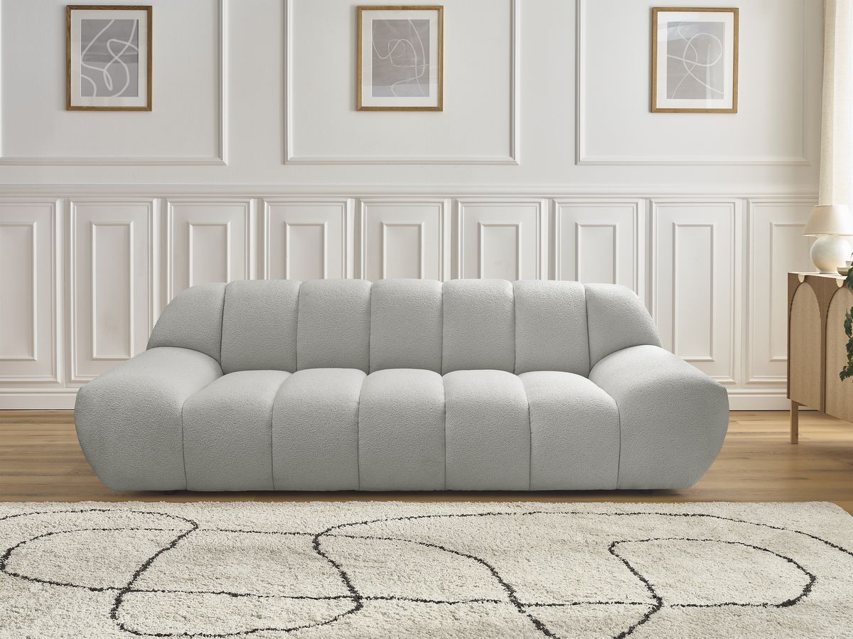Bobochic Hayden Sofa 2-Sitzer Bouclé-Stoff Hellgrau