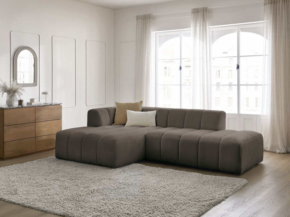 Bobochic Annecy Ecksofa Bouclé-Stoff Braun Ecke links