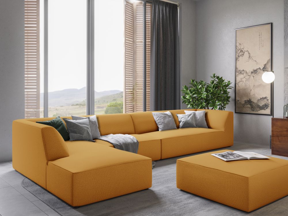 Cosmopolitan Design Ecksofa Siena 5-Sitzer Strukturierter Stoff Ottawa Gelb Links
