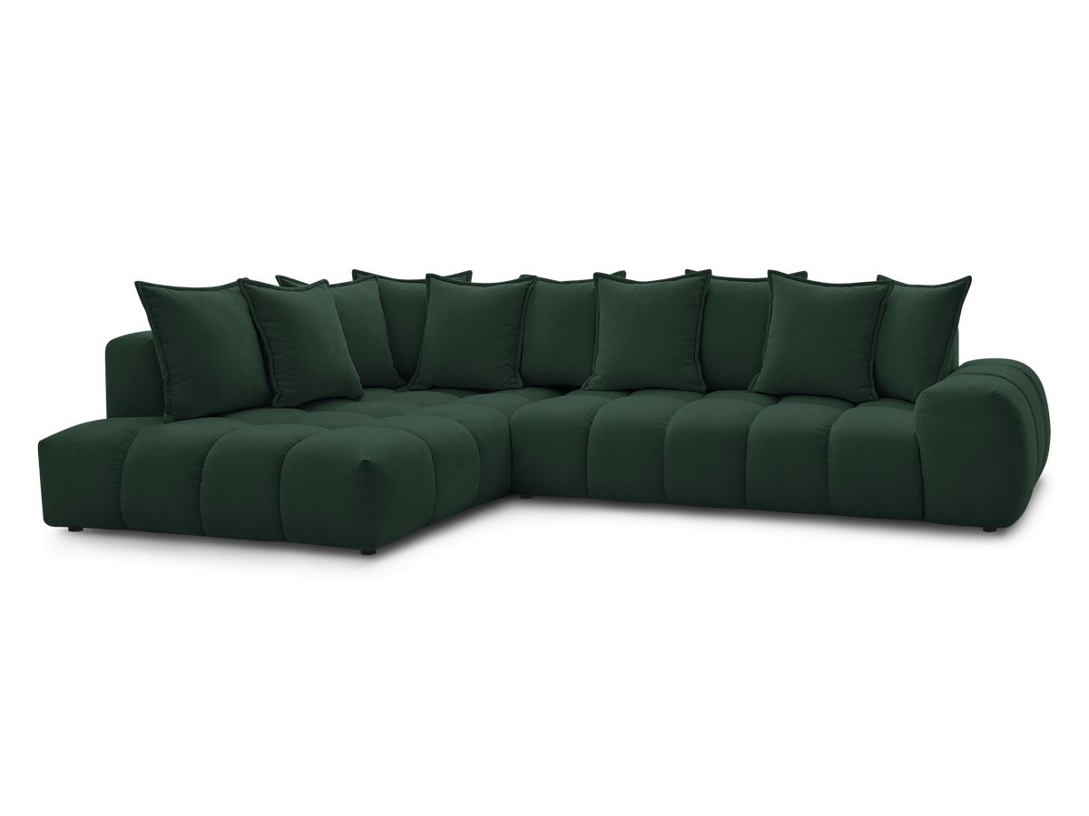 Bobochic Everest Ecksofa, 10 Kissen Strukturstoff Grün Ecke links