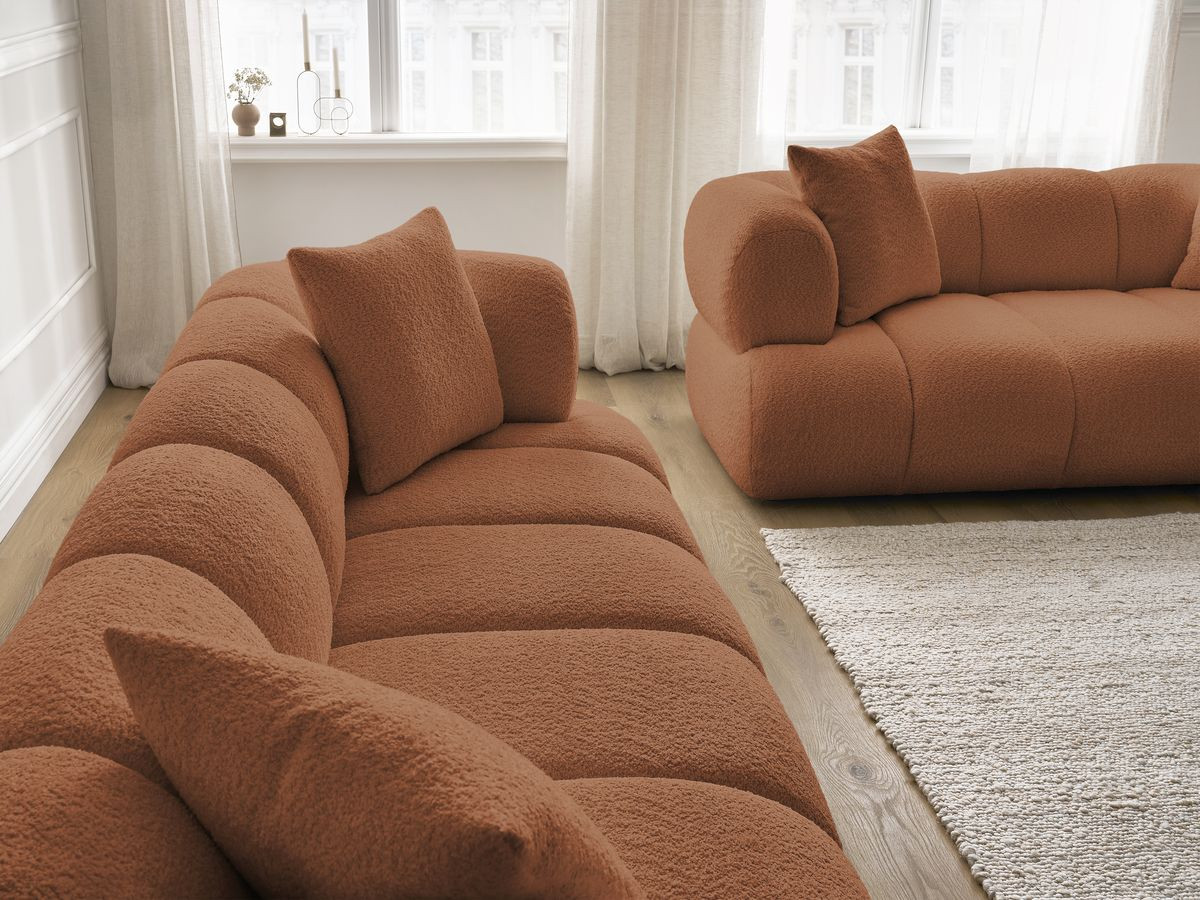 Bobochic Pamira Sofa 5-Sitzer Bouclé-Stoff Orange