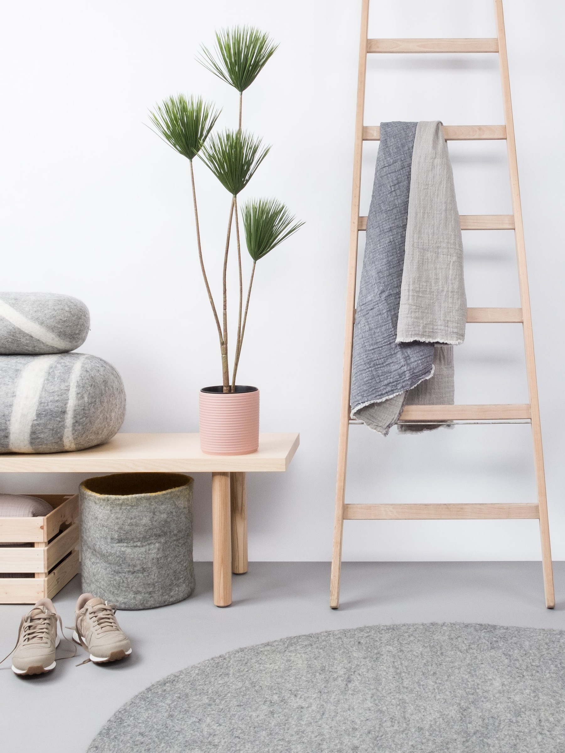 myfelt Carl Filzteppich Grau meliert rund Ø 50 cm