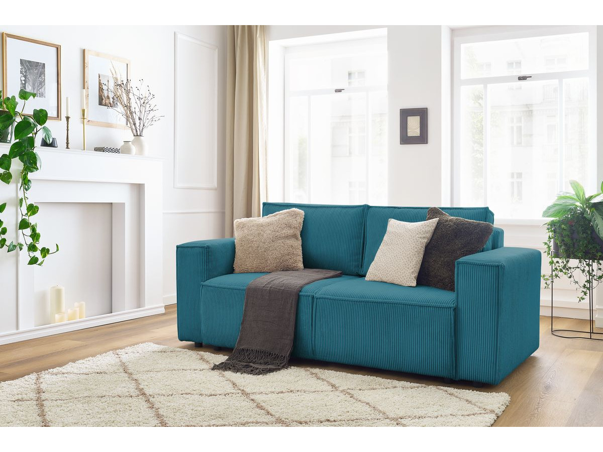 Bobochic Nihad Sofa 2-Sitzer Cordsamt Dunkelblau