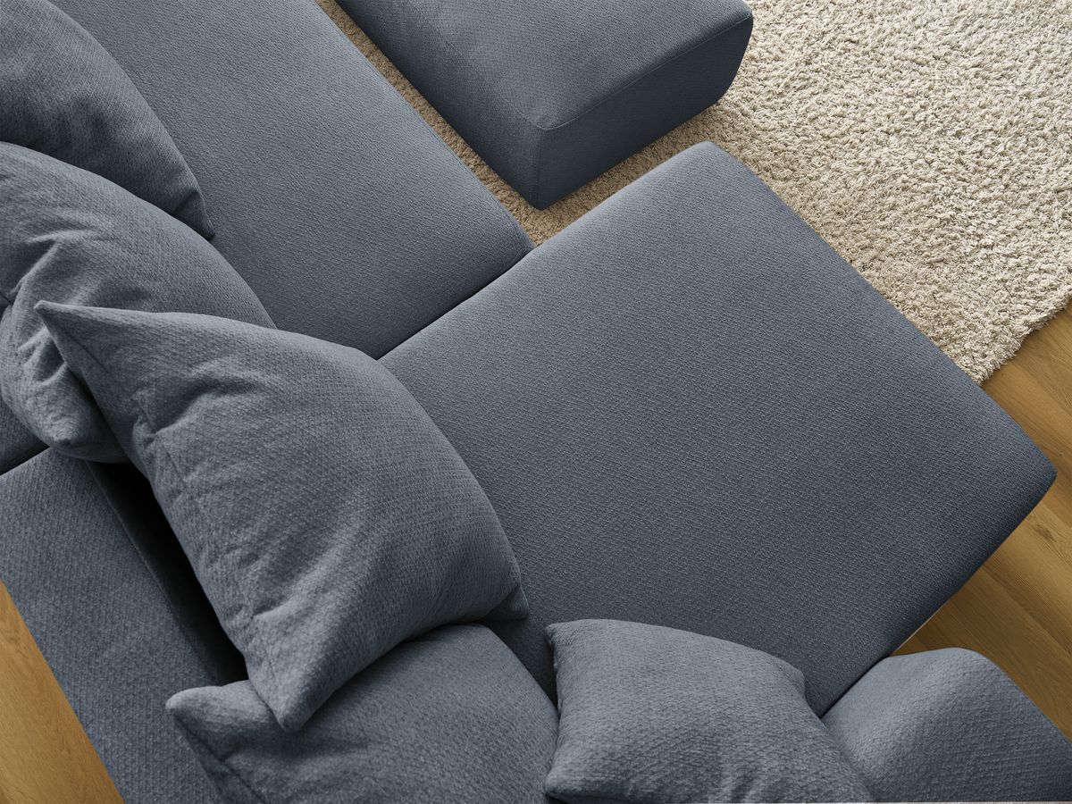 Bobochic Sidonie Wohnlandschaft mit Pouf Melange-Stoff Dunkelblau