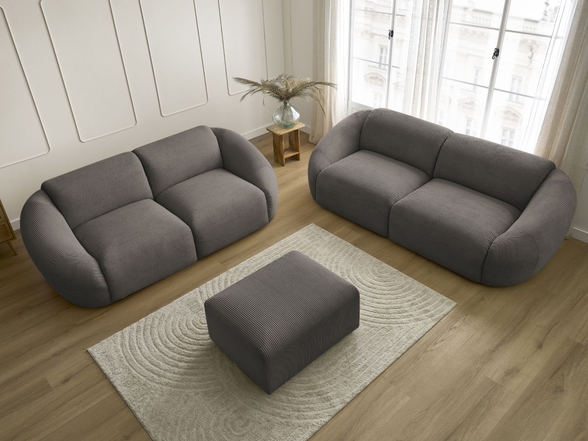 Bobochic Tina Sofa 6-Sitzer mit Pouf Cordsamt Taupe