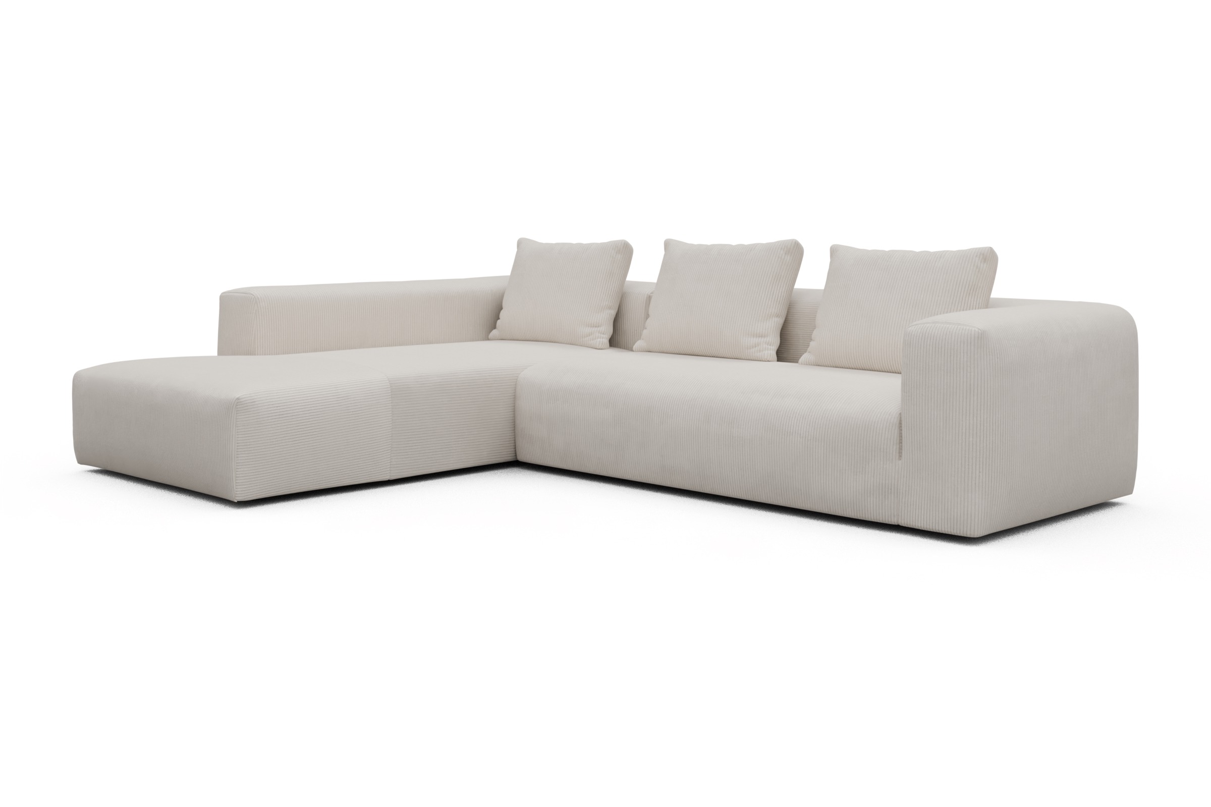 Ecksofa Fred Relax-Ecke links mit 2,5-Sitzer Corduroy-Ivory