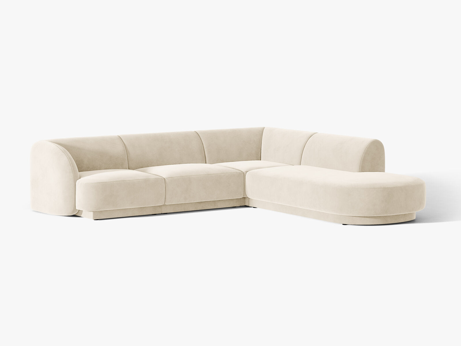 Micadoni Ecksofa Miley 6-Sitzer Samt Venus Helles Beige Rechts