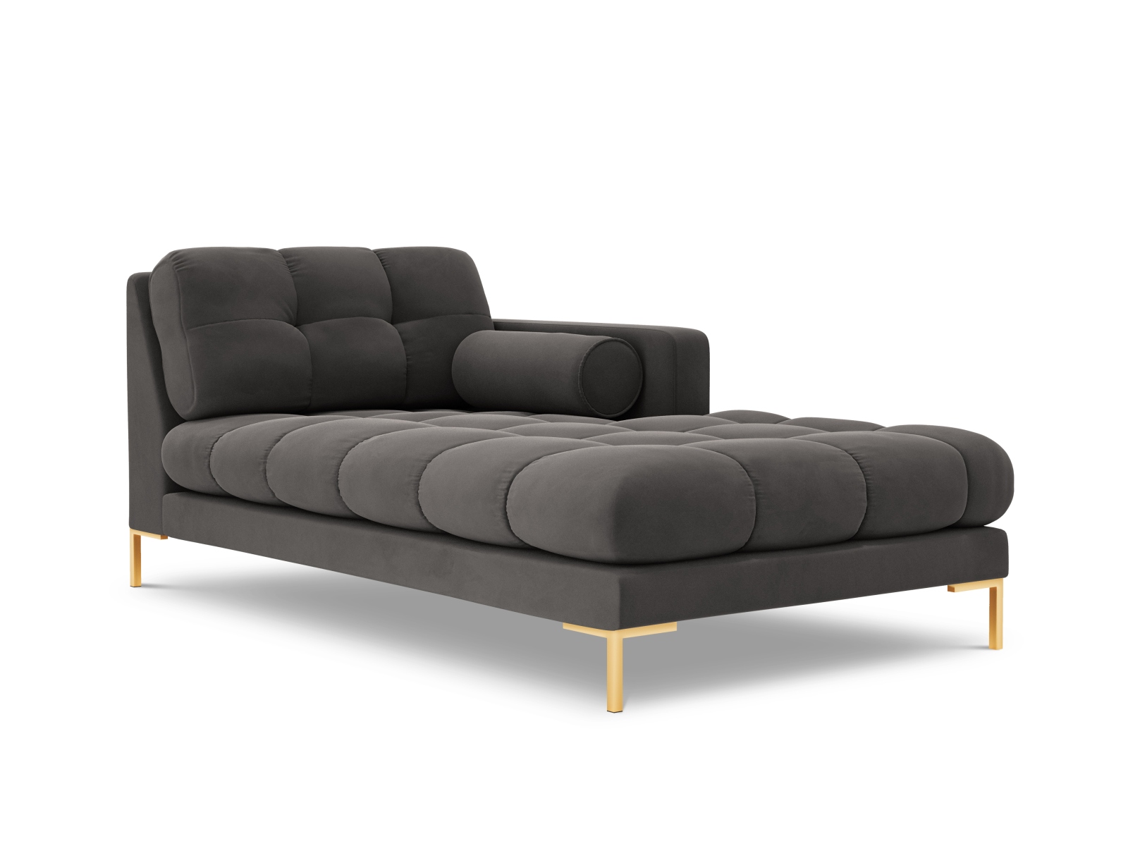Cosmopolitan Design Chaiselongue Bali Samt Bluvel Dunkelgrau Melange Rechts Beine Gold
