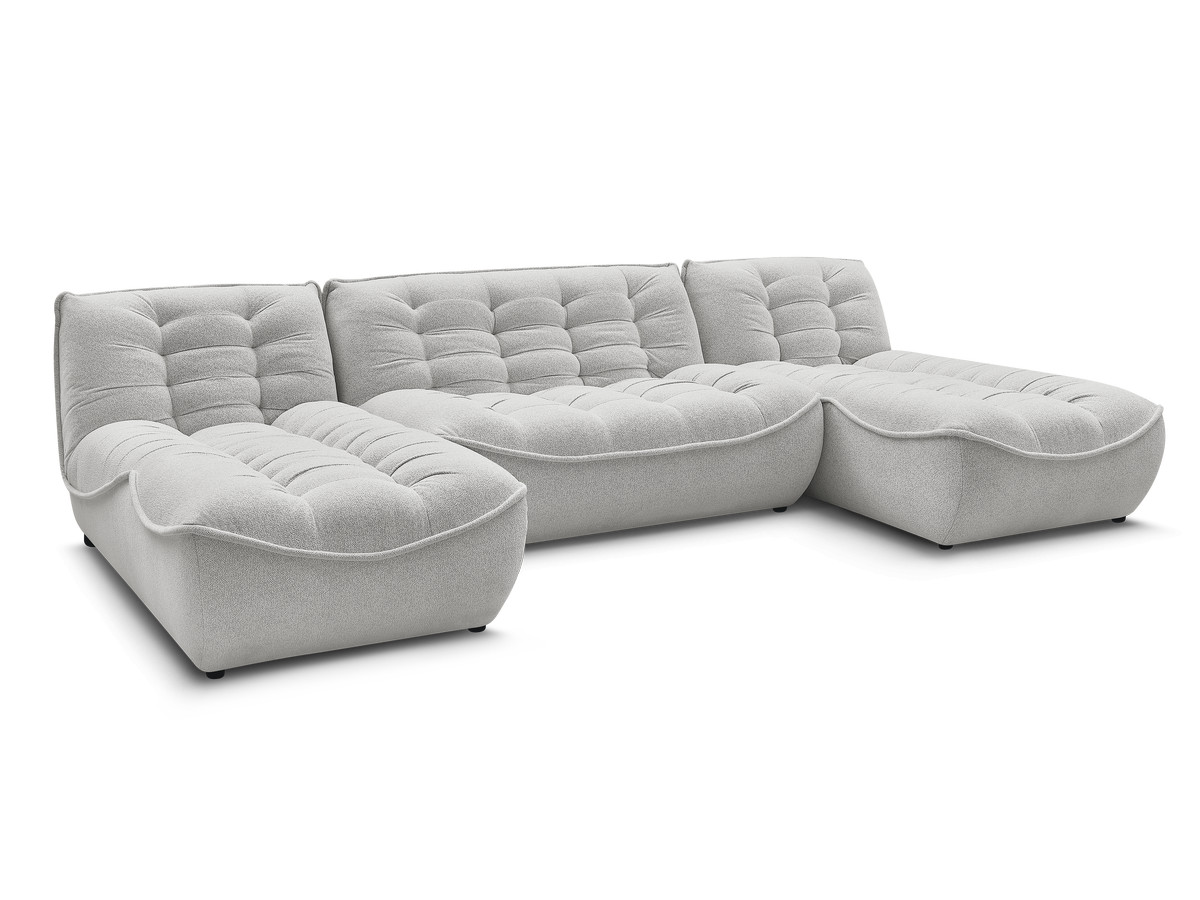Bobochic Serena Wohnlandschaft Melange-Stoff Hellgrau