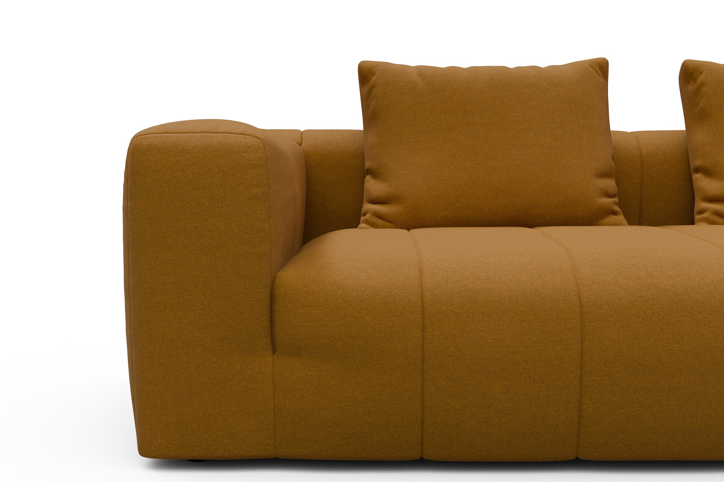 Ecksofa Hugo 2,5-Sitzer Armlehne links mit Chaiselongue Satya-Ocre