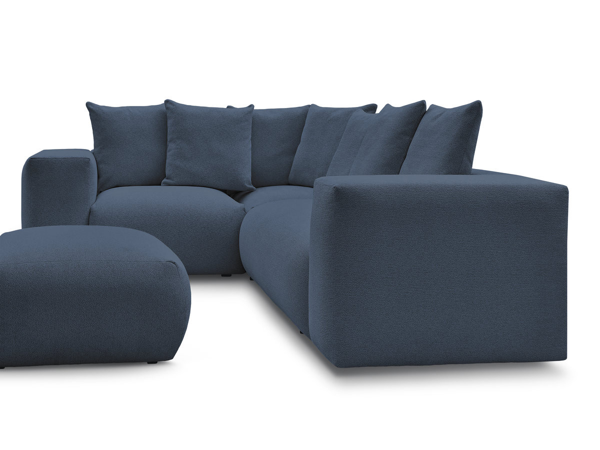 Bobochic Voltaire Ecksofa mit Pouf 268 × 214 cm Melange-Stoff Dunkelblau Ecke links