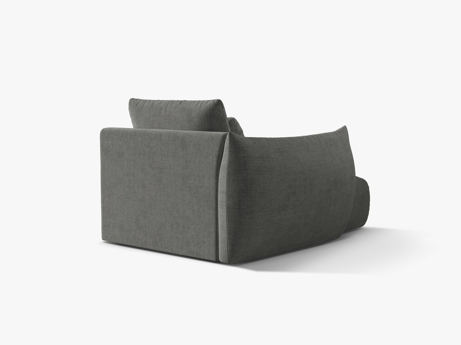 Micadoni Bloom Chaiselongue Links Strukturierter Stoff Wind Dunkelgrau