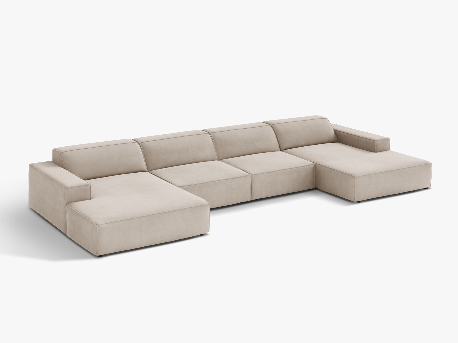Micadoni Panorama-Sofa Jodie 6-Sitzer Samt Bluvel Dunkelbeige