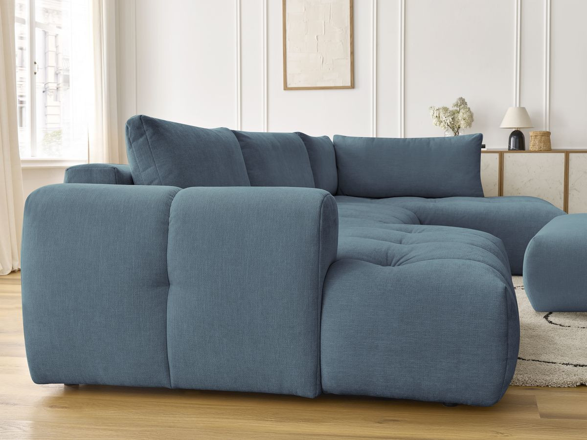 Bobochic Fuji Wohnlandschaft mit Pouf Stoff Hellblau Ecke links