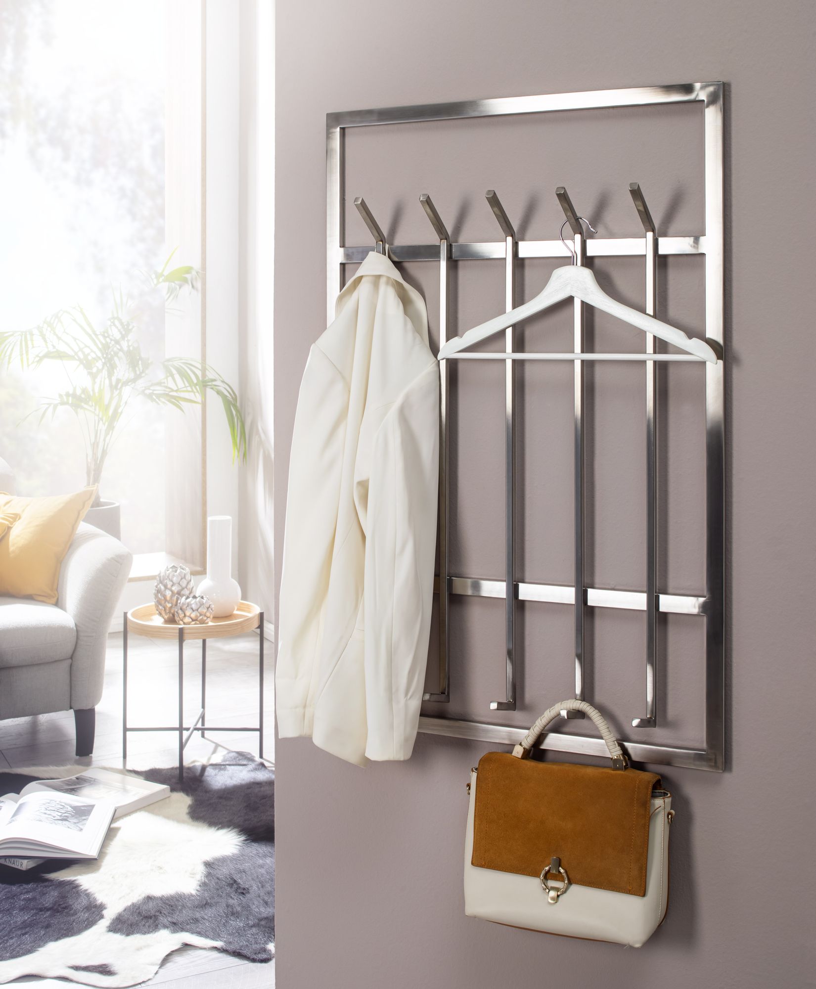 Wandgarderobe Fagridalur Metall Silber 60 × 7,5 × 100 cm