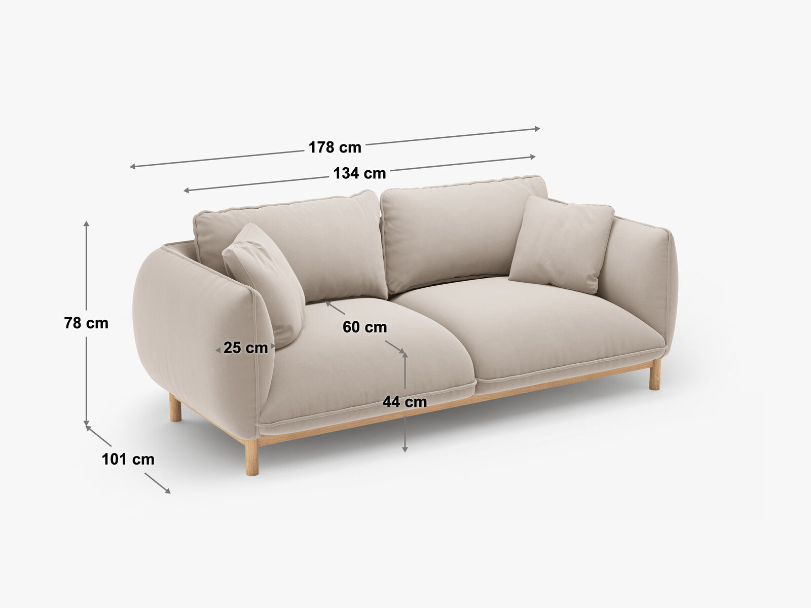 Micadoni Ada Sofa 2-Sitzer Strukturierter Stoff Wind Sand