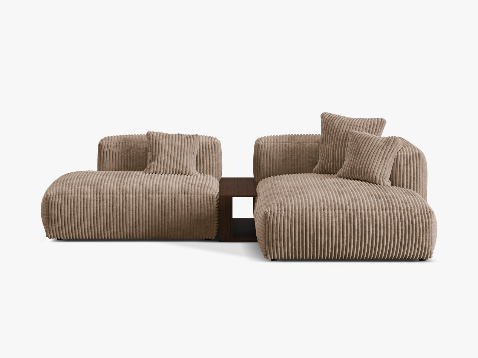 Micadoni Ecksofa Martina 2-Sitzer mit Couchtisch Rechts Kord Eichel