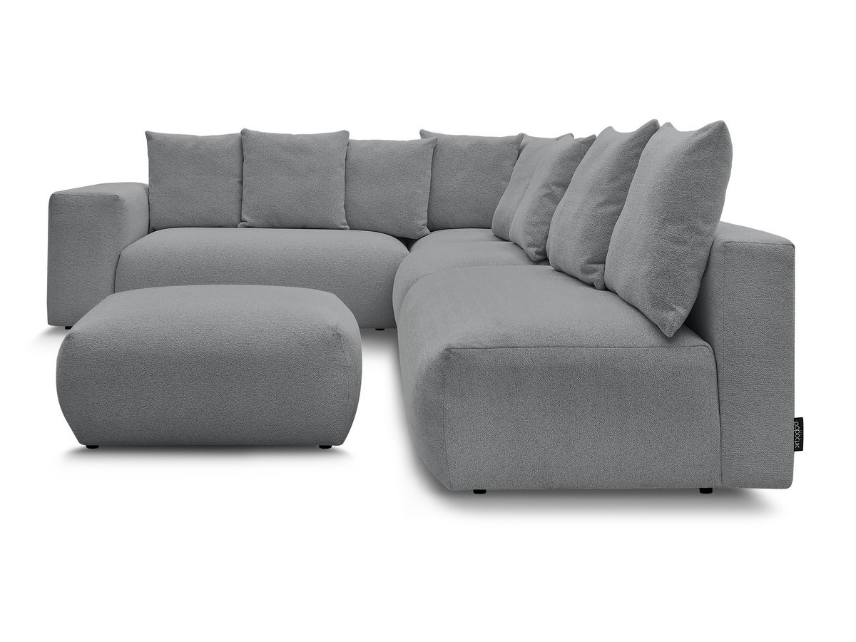 Bobochic Voltaire Ecksofa mit Pouf 322 × 268 cm Melange-Stoff Dunkelgrau Ecke links