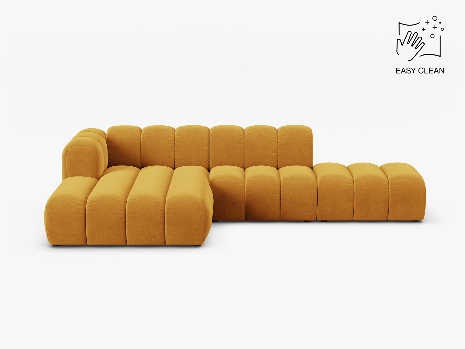 Micadoni Modulares Ecksofa offen Lupine 5-Sitzer Samt Venus Gelb Links