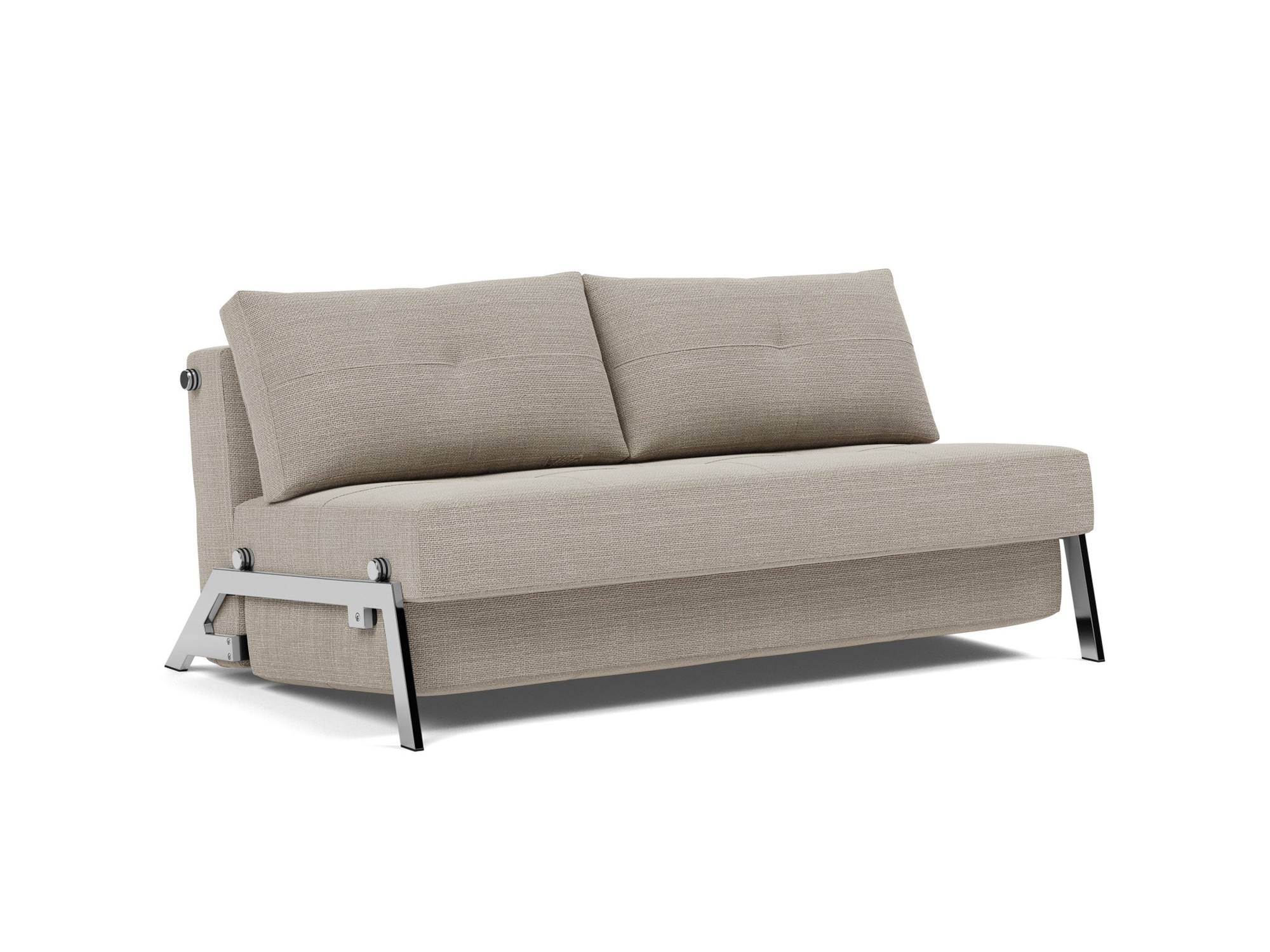 Schlafsofa Cubed 160 Strukturierter Stoff Kenya 579-Gravel Beine Chrom