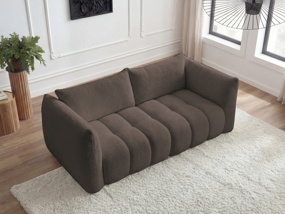 Bobochic Azra Sofa 3-Sitzer Bouclé-Stoff Braun