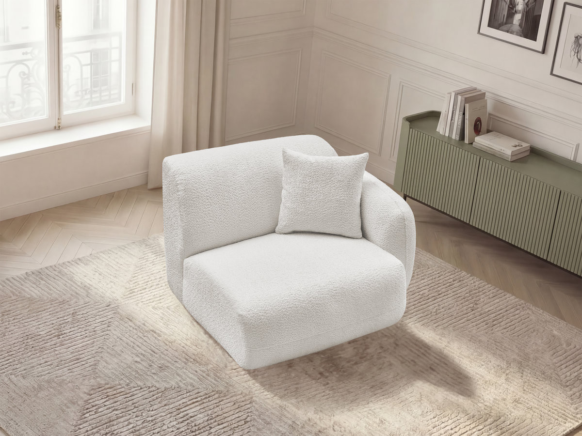 Bobochic Anda Sofamodul 1-Sitzer 104 × 103 cm Chenille Weiß Ecke rechts