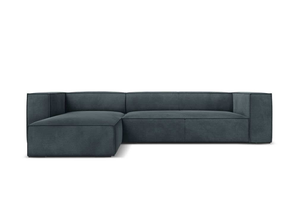 Cosmopolitan Design Ecksofa Turin 5-Sitzer Strukturierter Stoff Rosario Blaugrau Links