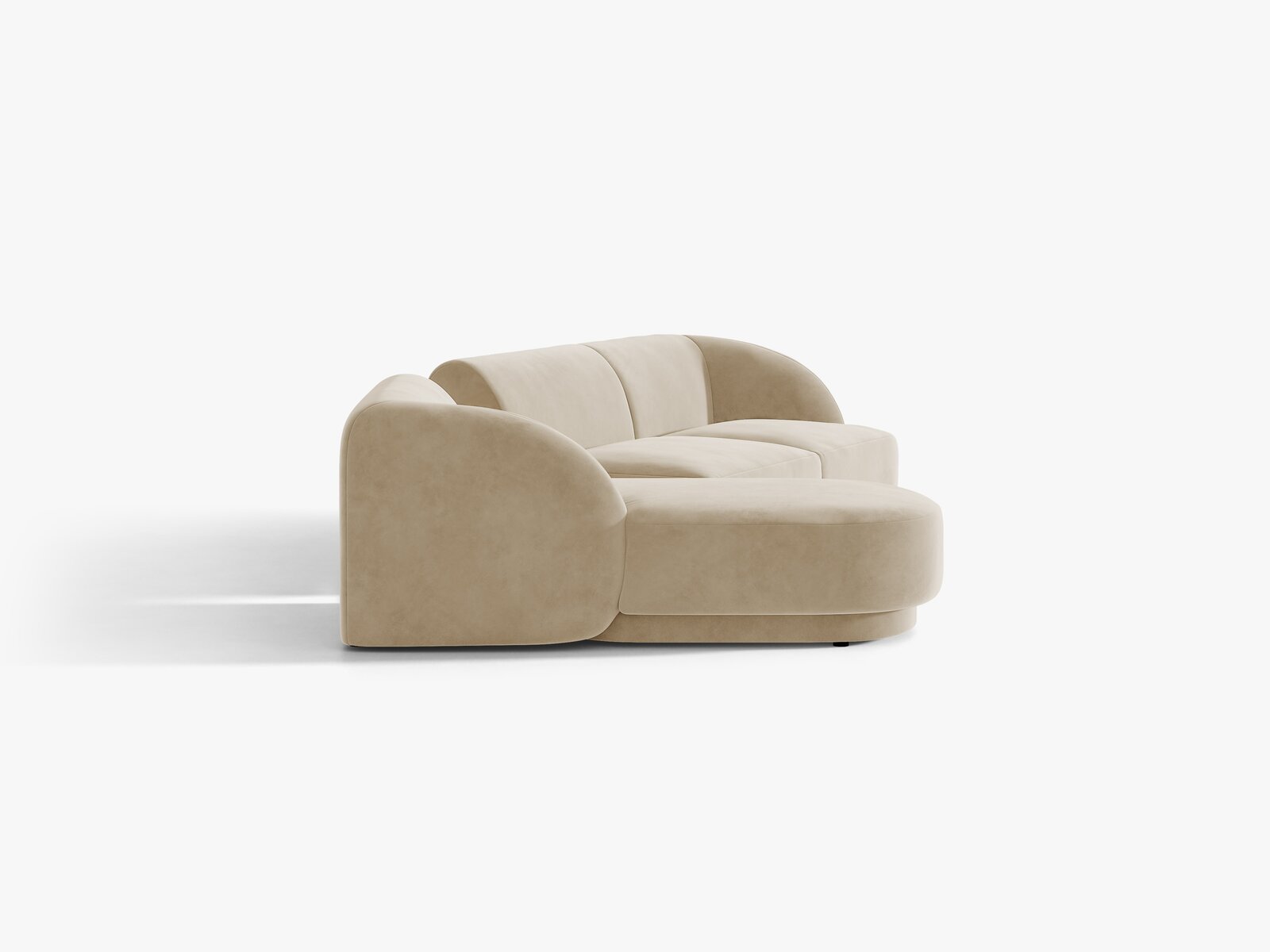 Micadoni Modulares Sofa Miley mit Recamiere 3-Sitzer Links Samt Venus Beige