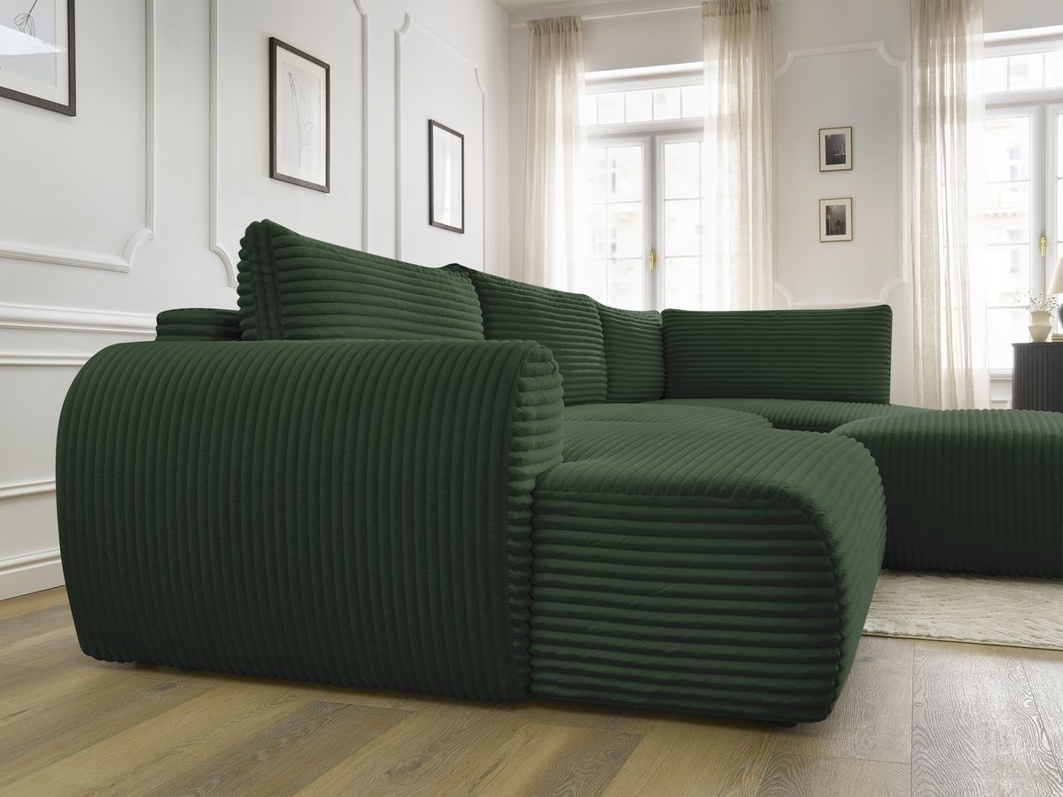 Bobochic Lucien Wohnlandschaft mit Pouf Breitcord weich Grün Ecke links