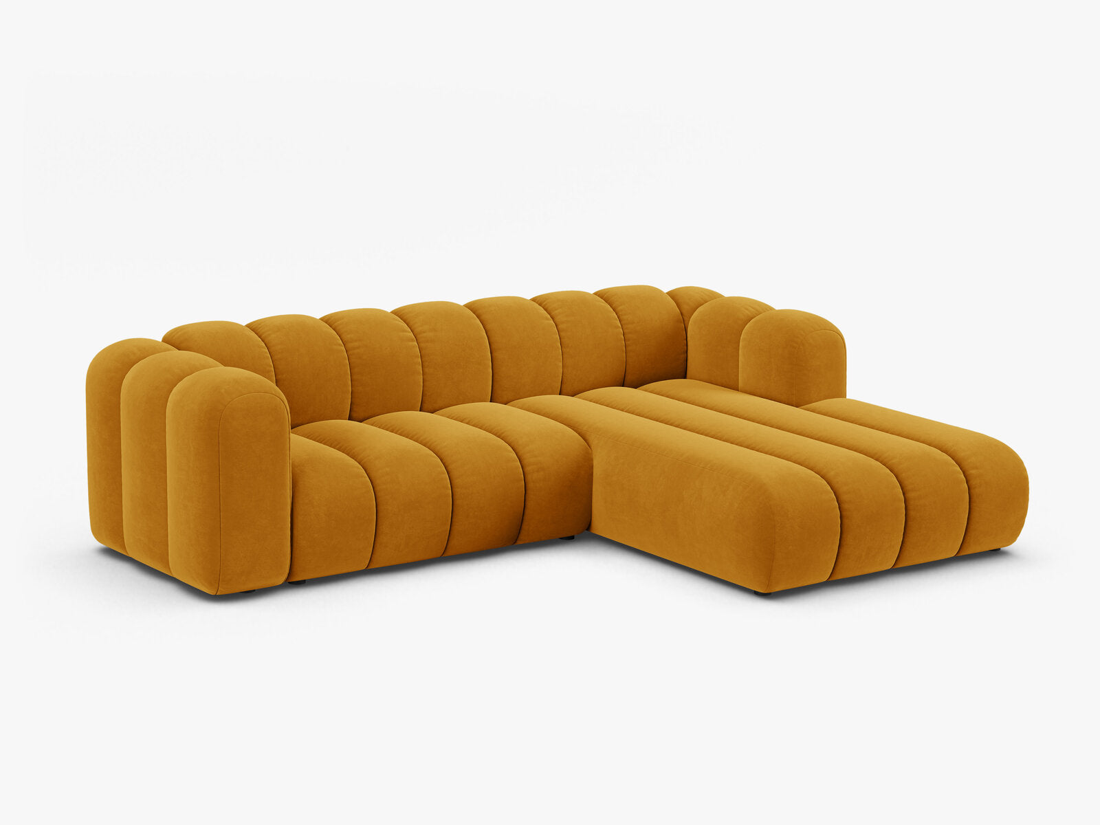 Micadoni Modulares Ecksofa Lupine 4-Sitzer mittelgroß Rechts Samt Salvador Gelb