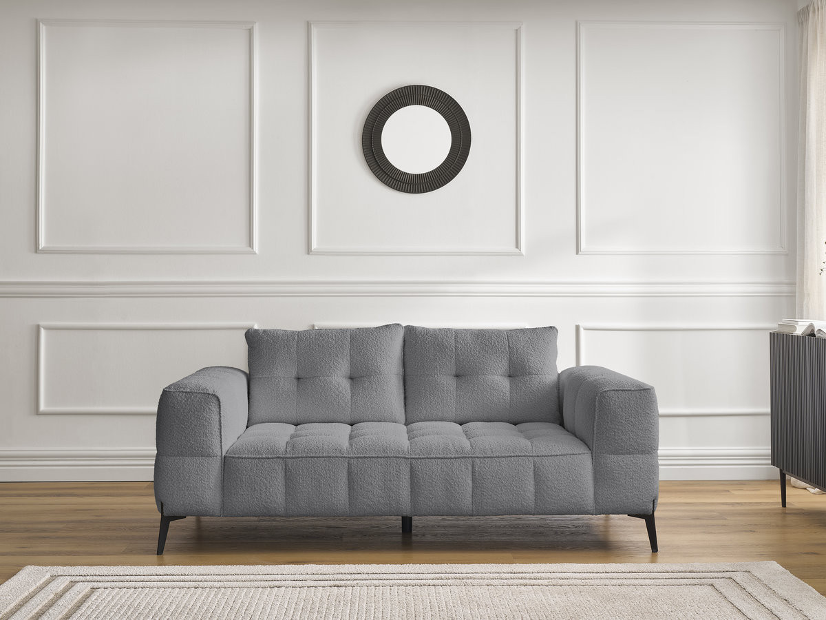 Bobochic Anis Sofa 2-Sitzer Bouclé-Stoff Dunkelgrau