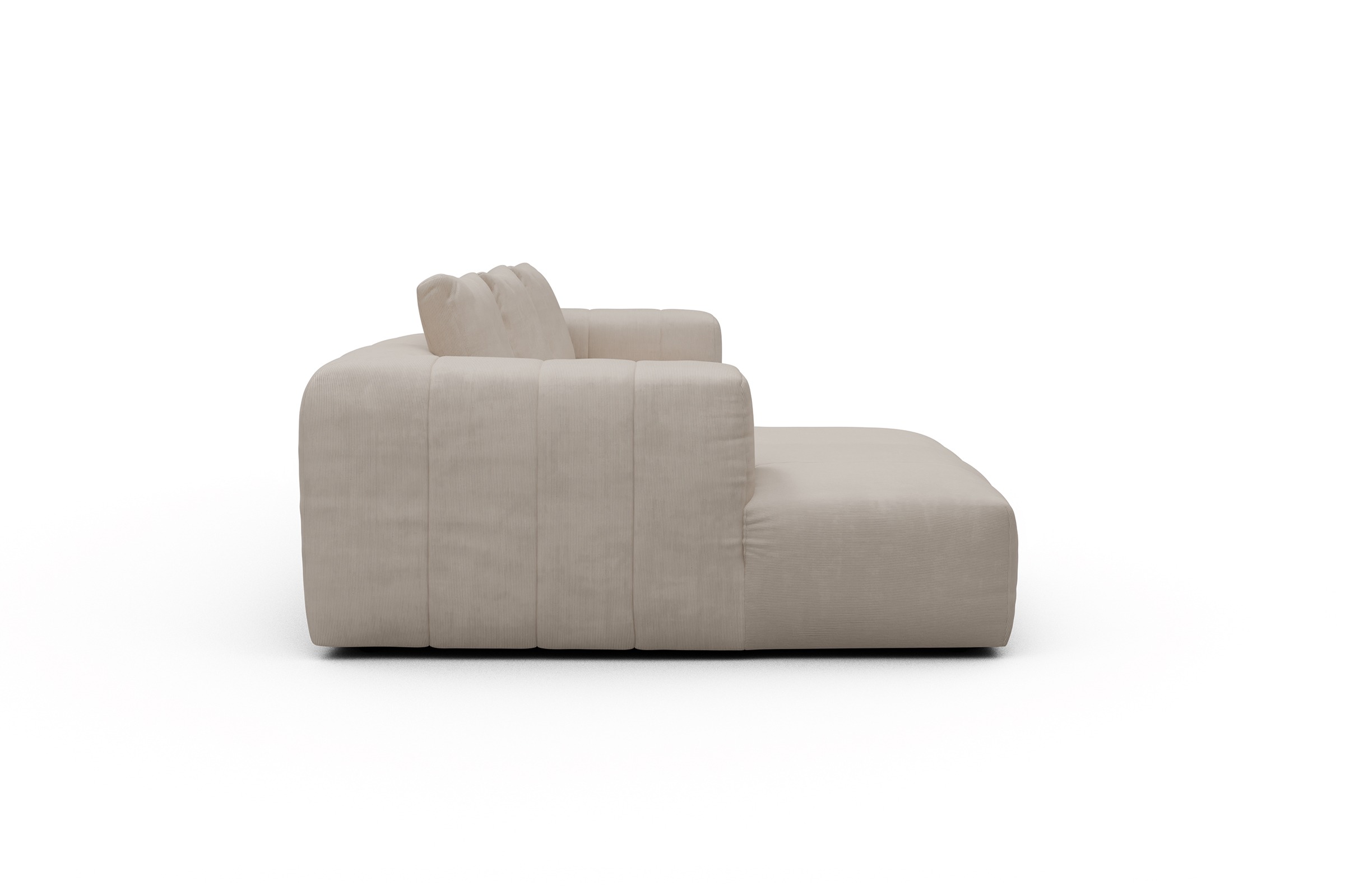 Ecksofa Hugo 2,5-Sitzer Armlehne rechts mit Chaiselongue Cordufine-Off-White