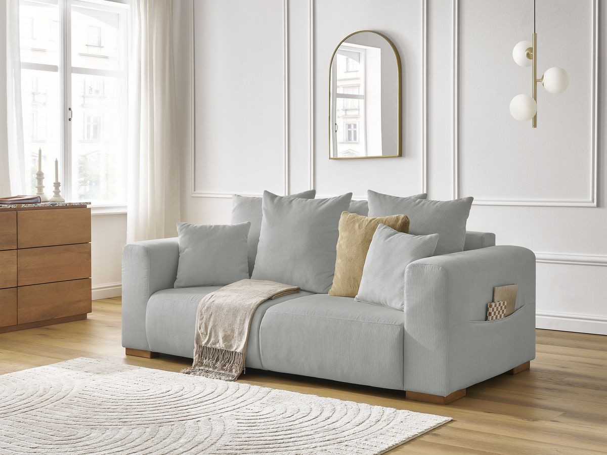 Bobochic Sidonie Sofa 2-Sitzer Cordsamt Hellgrau