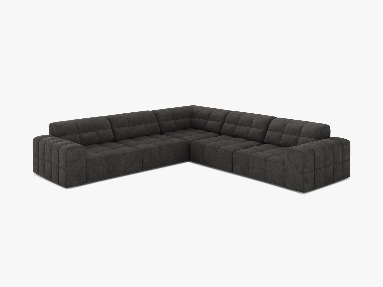 Micadoni Jennifer Modulares Ecksofa 7-Sitzer Chenille Eden Dunkelgrau