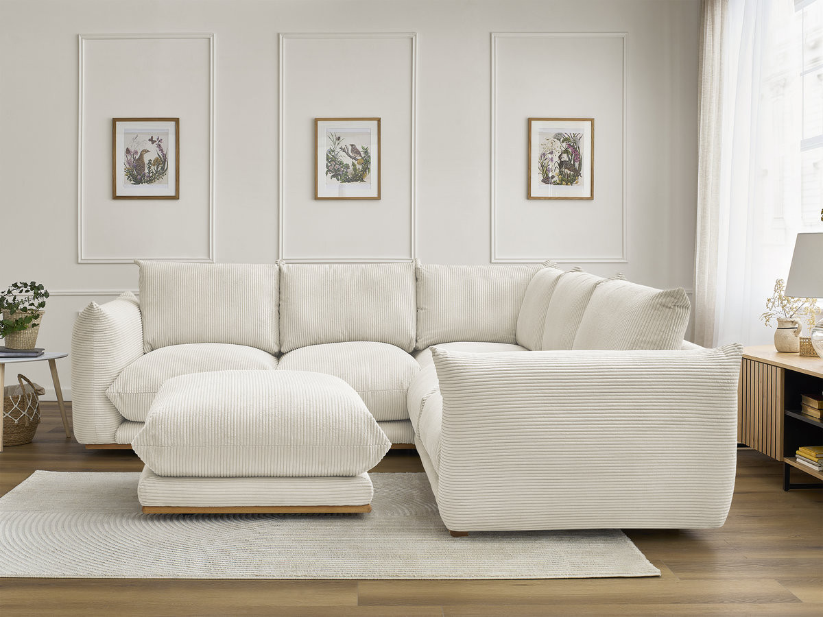 Bobochic Ernest Ecksofa mit Pouf Cordsamt Beige