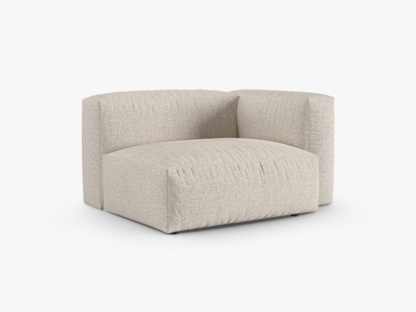 Micadoni Eckmodul mit Armlehne Martina 1-Sitzer 90cm Sitztiefe Rechts Boucle Monet Beige
