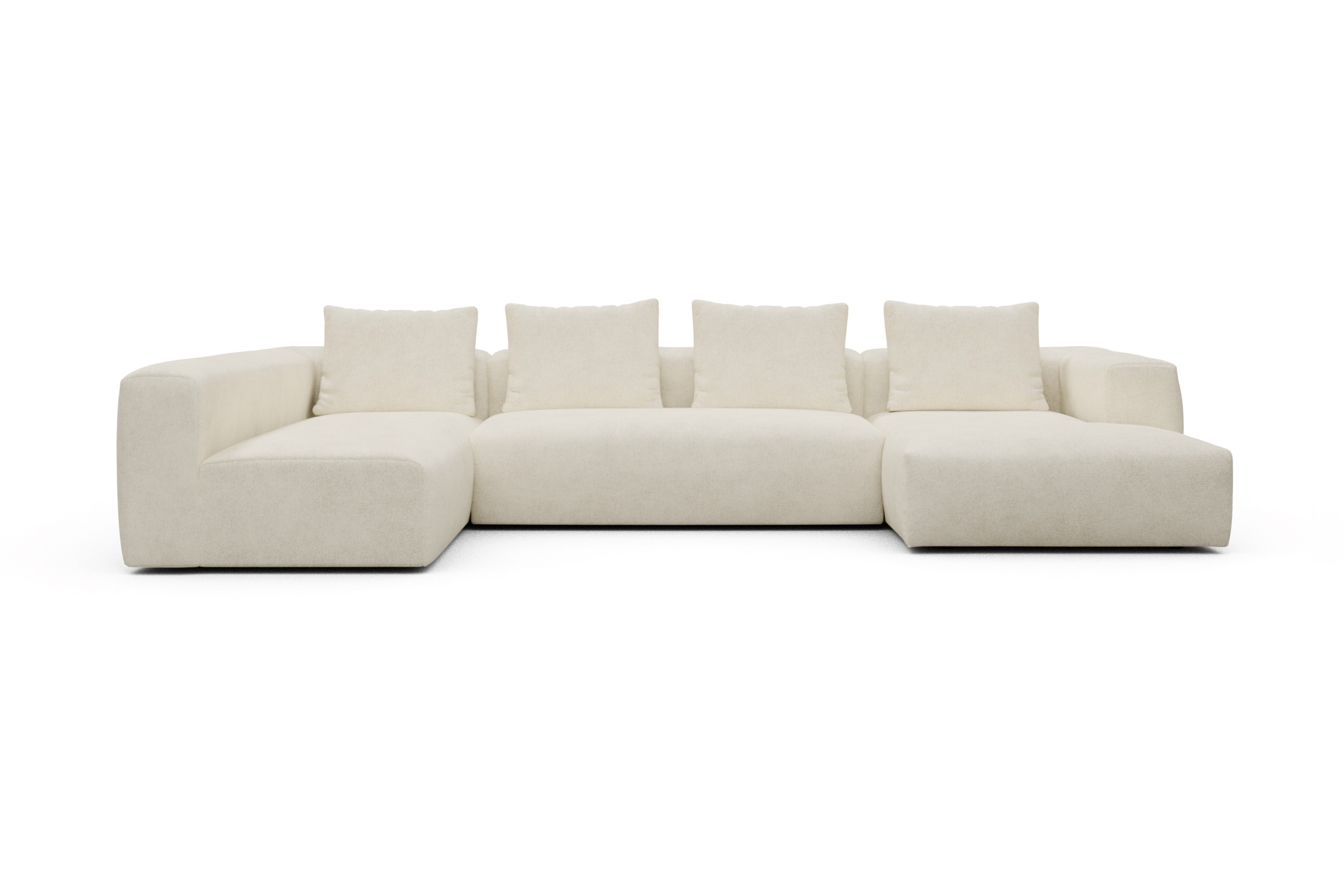 Skandi Home Wohnlandschaft Fred Chaiselongue rechts mit 2-Sitzer und lange Armlehne links Boucle-Off-White moebelfaktor