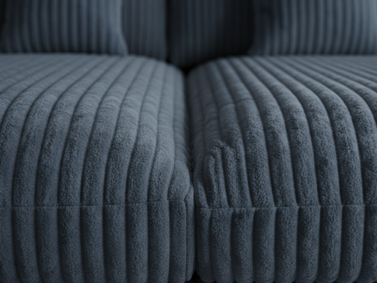 Bobochic Belem Sofa 3-Sitzer Breitcord weich Blau