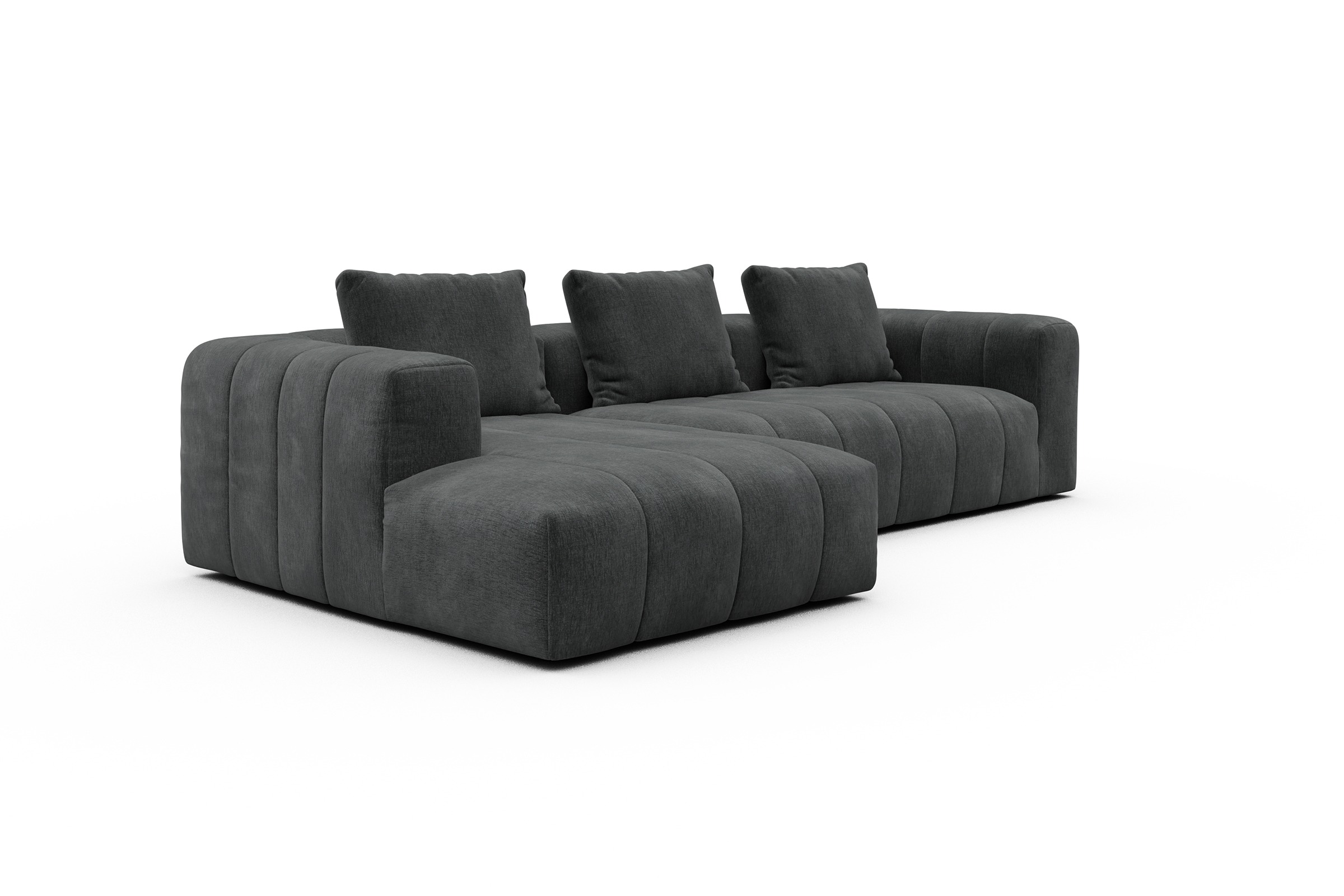 Ecksofa Hugo 2,5-Sitzer Armlehne rechts mit Chaiselongue Smooth-Deep-Warm-Grey
