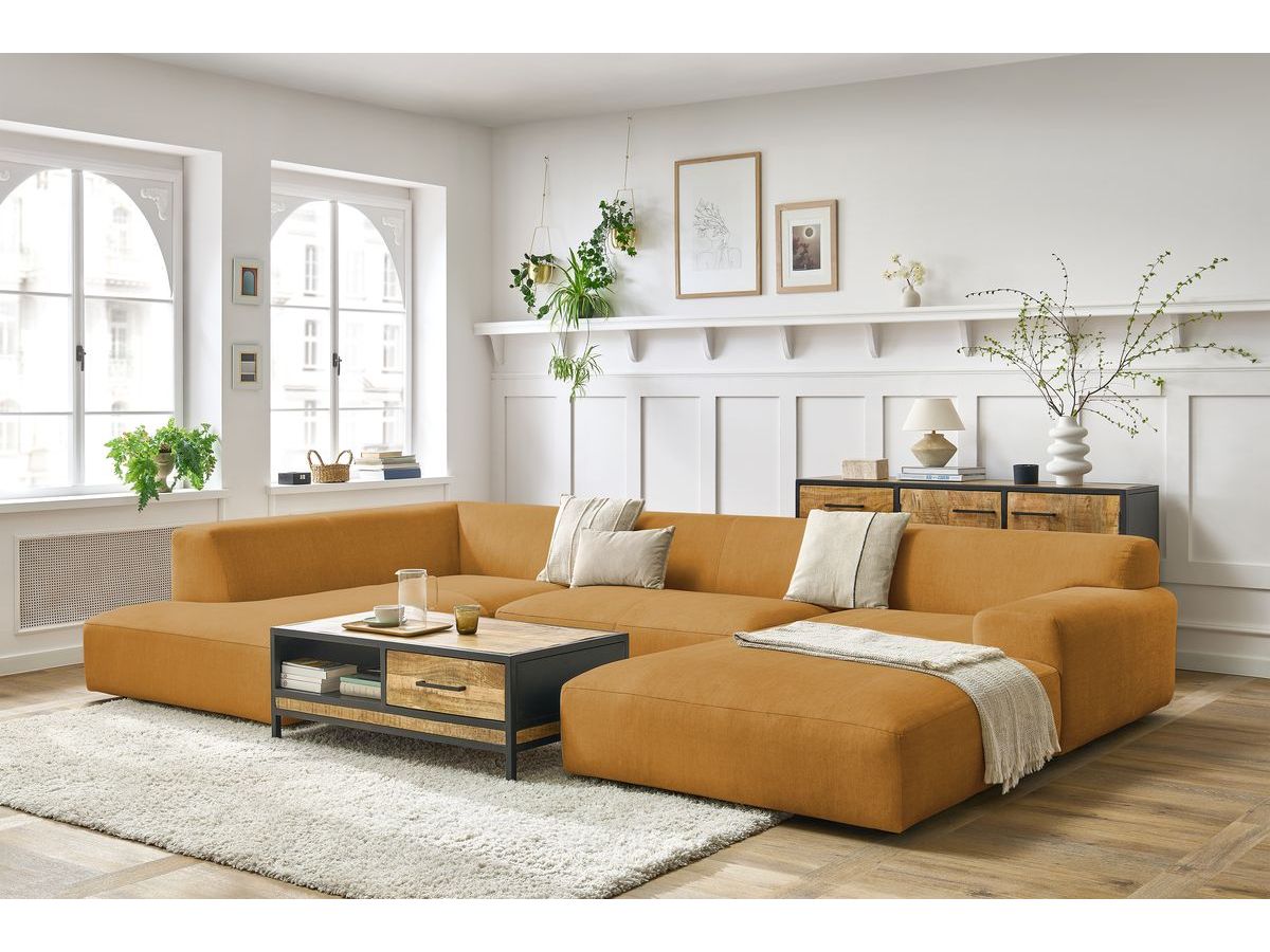 Bobochic Lavena Wohnlandschaft 359 × 220 cm Samt Gelb Ecke rechts