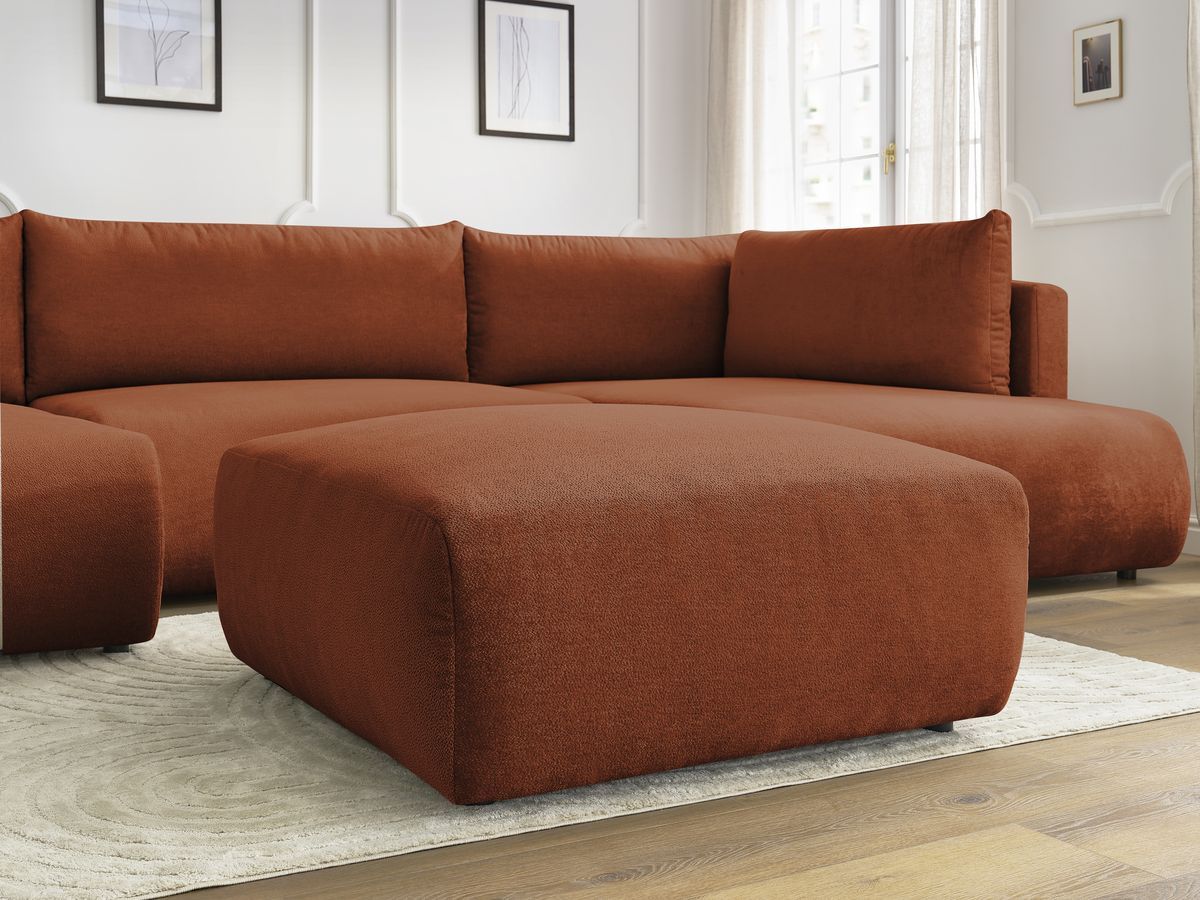 Bobochic Lucien Wohnlandschaft mit Pouf Stoff Orange Ecke links