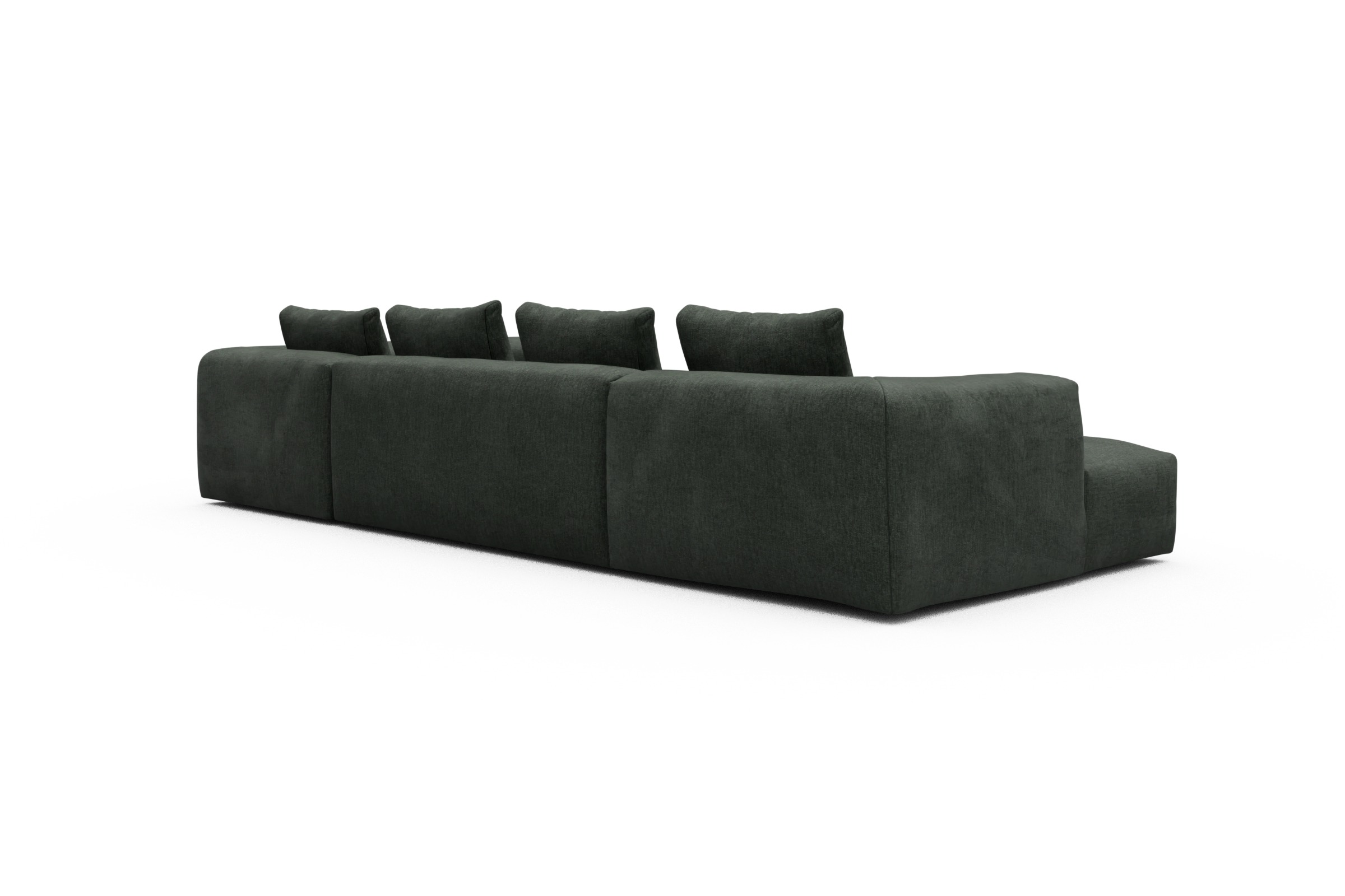 Wohnlandschaft Fred Chaiselongue links mit 2-Sitzer und lange Armlehne rechts Aivi-Pine-Green