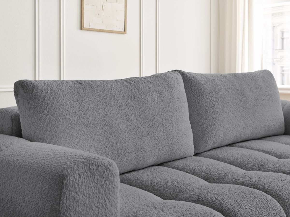 Bobochic Fuji Schlafsofa 3-Sitzer mit Bettkasten Bouclé-Stoff Dunkelgrau