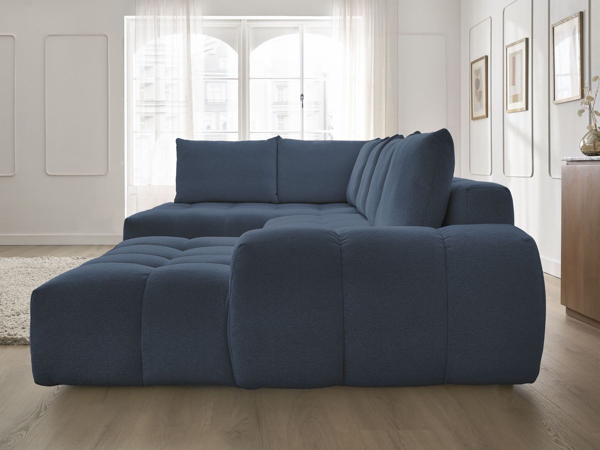 Bobochic Everest Wohnlandschaft, 6 Kissen Melange-Stoff Dunkelblau Ecke rechts